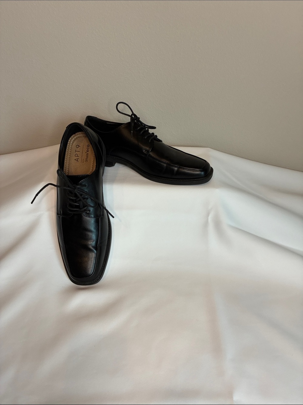 Apt. 9 Black Leather Lace-Up Square-Toe Oxfords